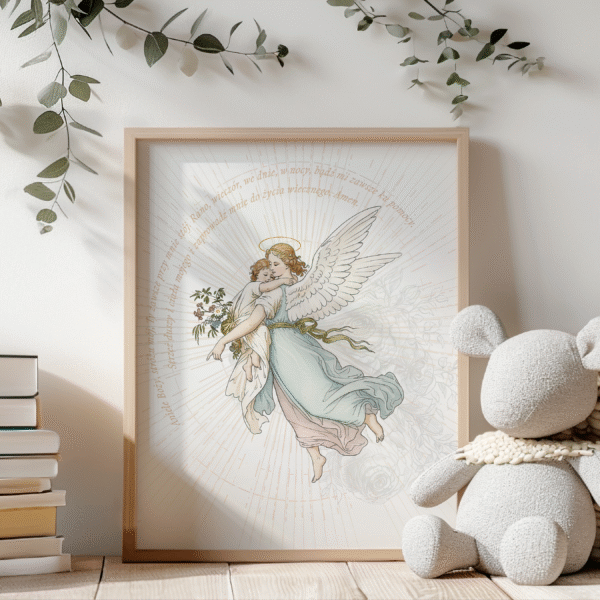 Plakat „Anioł Stróż” – ilustracja w stylu klasycznym