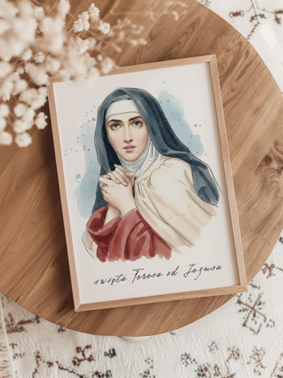 Plakat święta Teresa od Jezusa – ilustracja akwarelowa